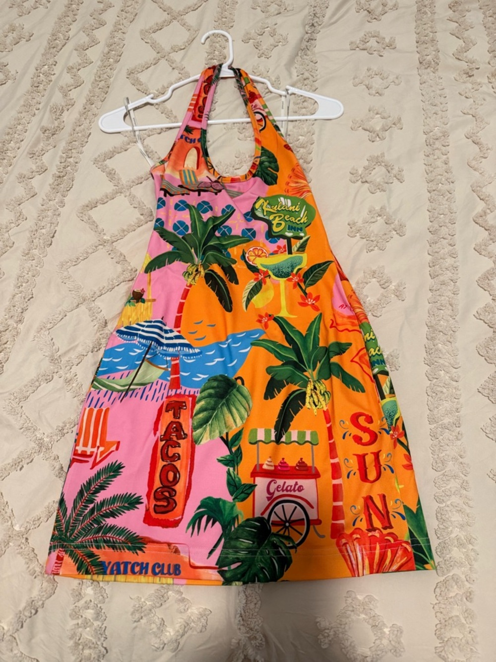Tropical Halter Sundress in Pink & Orange